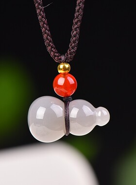 震惊特色和田玉青海老坑料高冰浅烟紫色高脂油润葫芦吊坠D15513