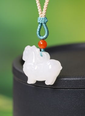 和田玉青海料小马吊坠男女款小众简约玉石生肖马项链玉坠16204