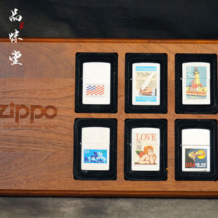 1990年美国zippo芝宝原厂木板打火机邮票机套装木质展示板收藏级