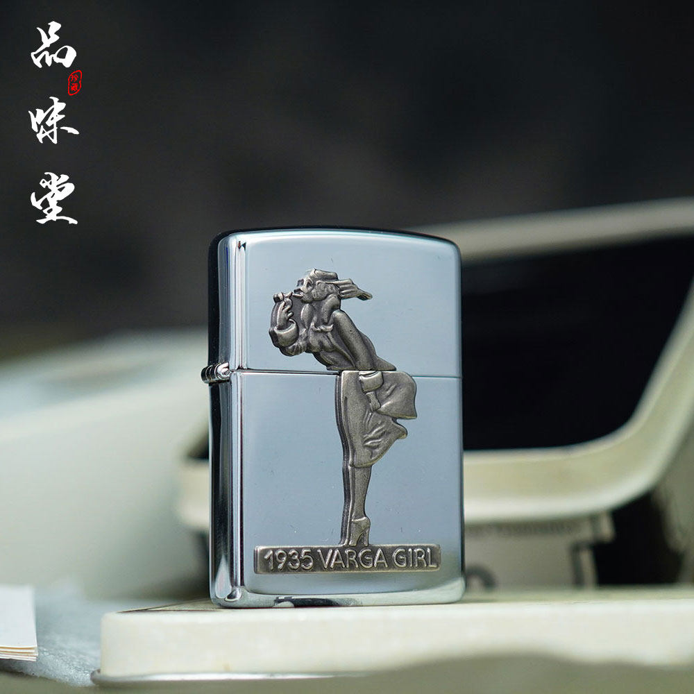 美国zippo芝宝风女风之女郎打火机镀铬镜面贴章 C93年度机包邮