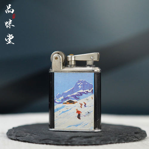 1940年法国FLAMIDOR弗拉米尔多雪山滑雪抬臂机煤油古董打火机收藏