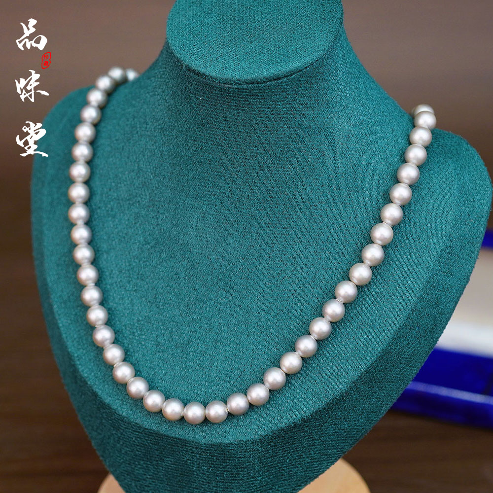 日本天然海水黑珍珠silver纯银6mm正圆项链首饰高贵奢华气质珠宝
