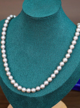 日本天然海水黑珍珠silver纯银6mm正圆项链首饰奢华高贵气质珠宝