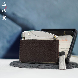 库存新1940年德国Simson史密森三孔款纯铜皮革真皮煤油古董打火机