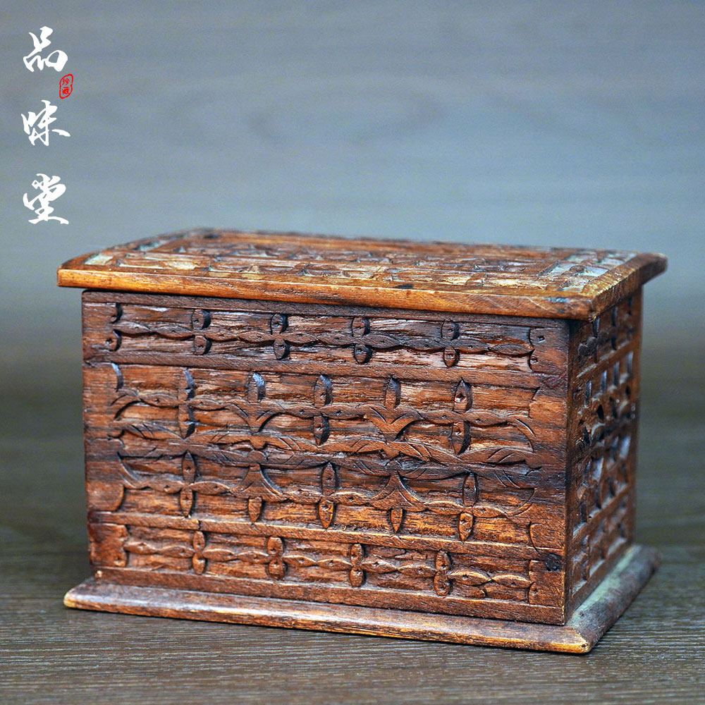 早期日本手工制造实木隐藏式内匣抽拉式烟具烟盒桌面机关巧妙收藏