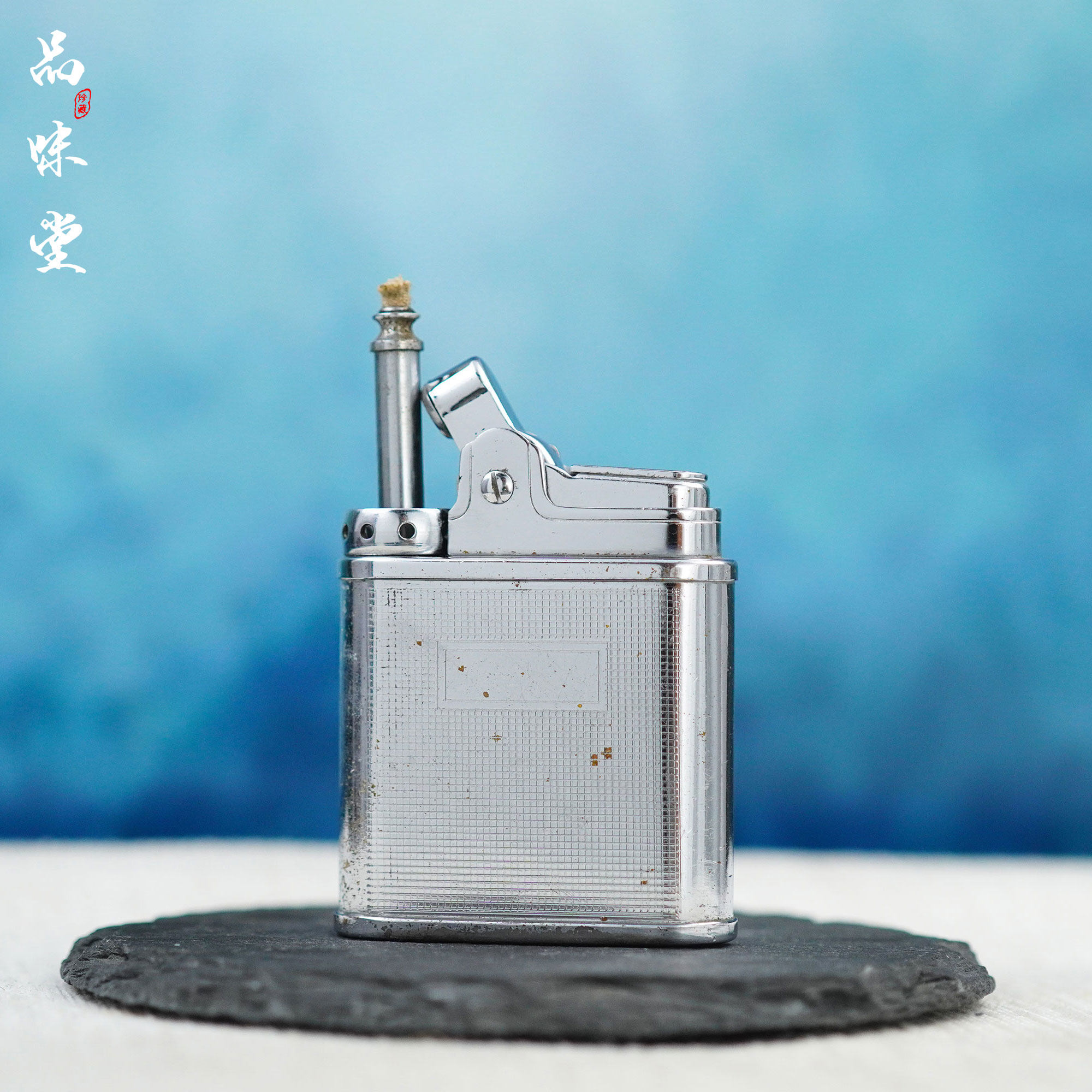 1950年日本BACCY纯铜镀铬旋转伸缩杆式煤油古董打火机烟斗机 独特