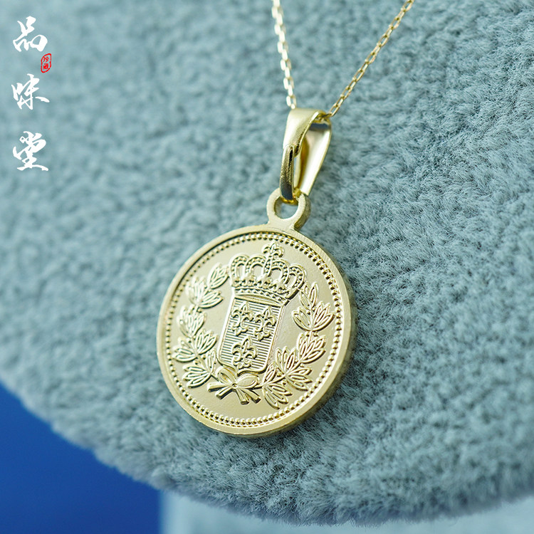中古欧洲18K纯金项链首饰复古奢华高贵经典百搭气质吊坠绝版收藏