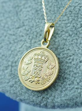 中古欧洲18K纯金项链首饰复古奢华高贵经典百搭吊坠气质绝版收藏