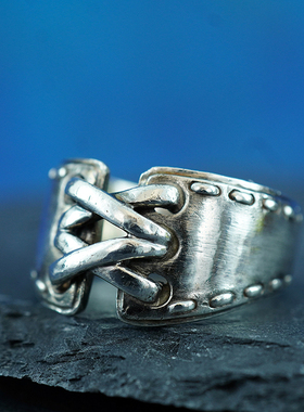 绝版法国原装正品纯银鞋带款戒指15号女精致气质款复古个性包邮