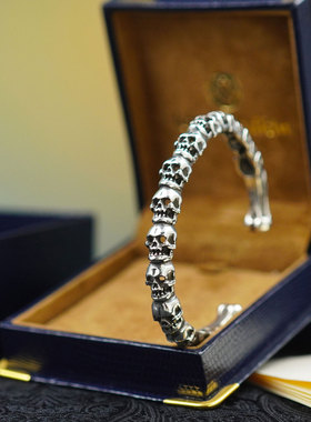 Loree Rodkin骷髅头纯银手镯小众轻奢做旧风格银饰证书礼盒装收藏
