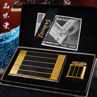 烟具收藏男 1936年瑞士产Thorens托伦斯半自动煤油打火机烟盒套装