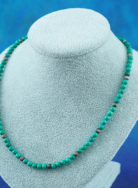 中古欧洲首饰silver纯银天然绿松石吊坠轻奢气质项链小众复古绝版