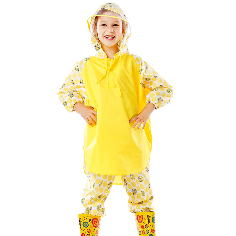 儿童套装雨衣雨裤时尚印花幼儿园中小学生徒步加厚大檐帽防水雨披