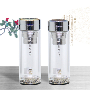 匡迪203双层隔热高硼硅水晶玻璃男女士商务家用茶水杯可定制