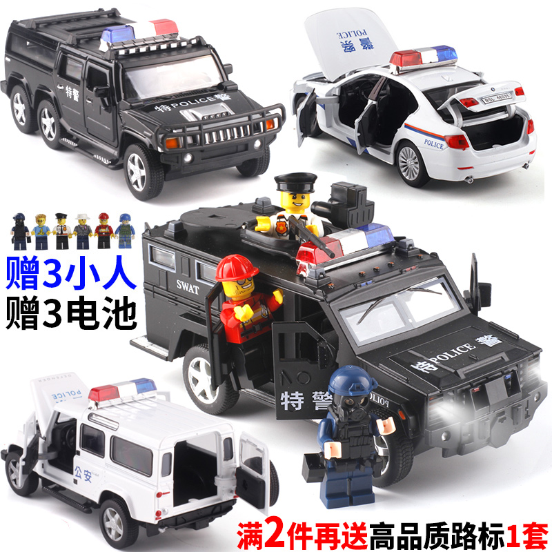 维和UN防暴车装甲车特警合金车警车模型声光男孩儿童玩具小汽车
