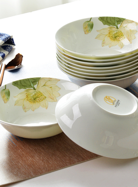 唐山骨瓷家常6英寸斗碗饭碗家用陶瓷碗汤碗碗敞口碗斗笠米饭面碗