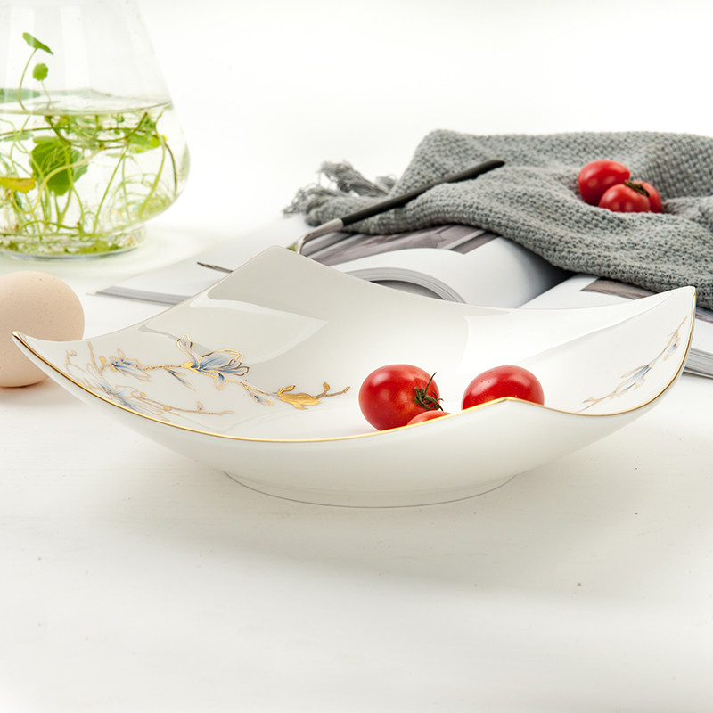 家用唐山骨瓷餐具8英寸陶瓷深盘子不规则菜盘饭盘餐盘牛排盘方盘,餐饮具,盘,淘宝优惠券,粉丝福利购,淘宝优惠卷