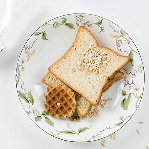 唐山骨瓷金岚玉饭盘餐具8英寸