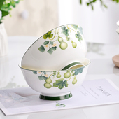 唐山骨瓷6英寸高脚碗面碗粥碗中碗大米饭碗高足碗6寸防烫微波面碗