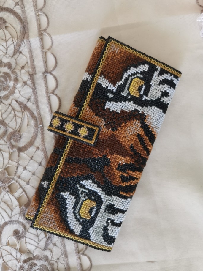 现货纯手工十字绣钱包成品现货男女长款 老虎眼/虎虎生威圣诞礼