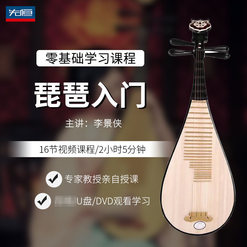 先恒正版零基础学习课程琵琶入门DVD碟片学习教程视频U盘李景侠