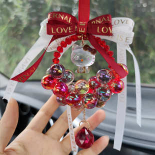 2023新款汽车挂件饰品车内吊饰女可爱凯蒂猫KT车载后视镜吊坠挂饰