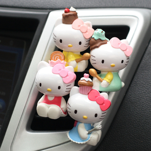 可爱KT汽车香水夹淡香车内空调出风口挂件车用香膏女车载香薰装饰