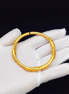女镀金仿黄金开口沙金手镯情侣
