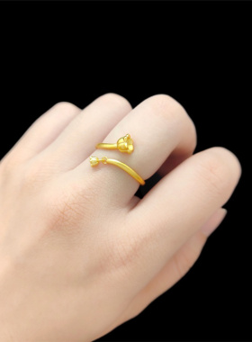 甜美镀金仿黄金女款铃兰花戒指