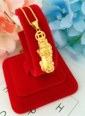 男女厚金幸运福气貔貅吊坠项链