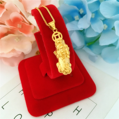 男女厚金幸运福气貔貅吊坠项链