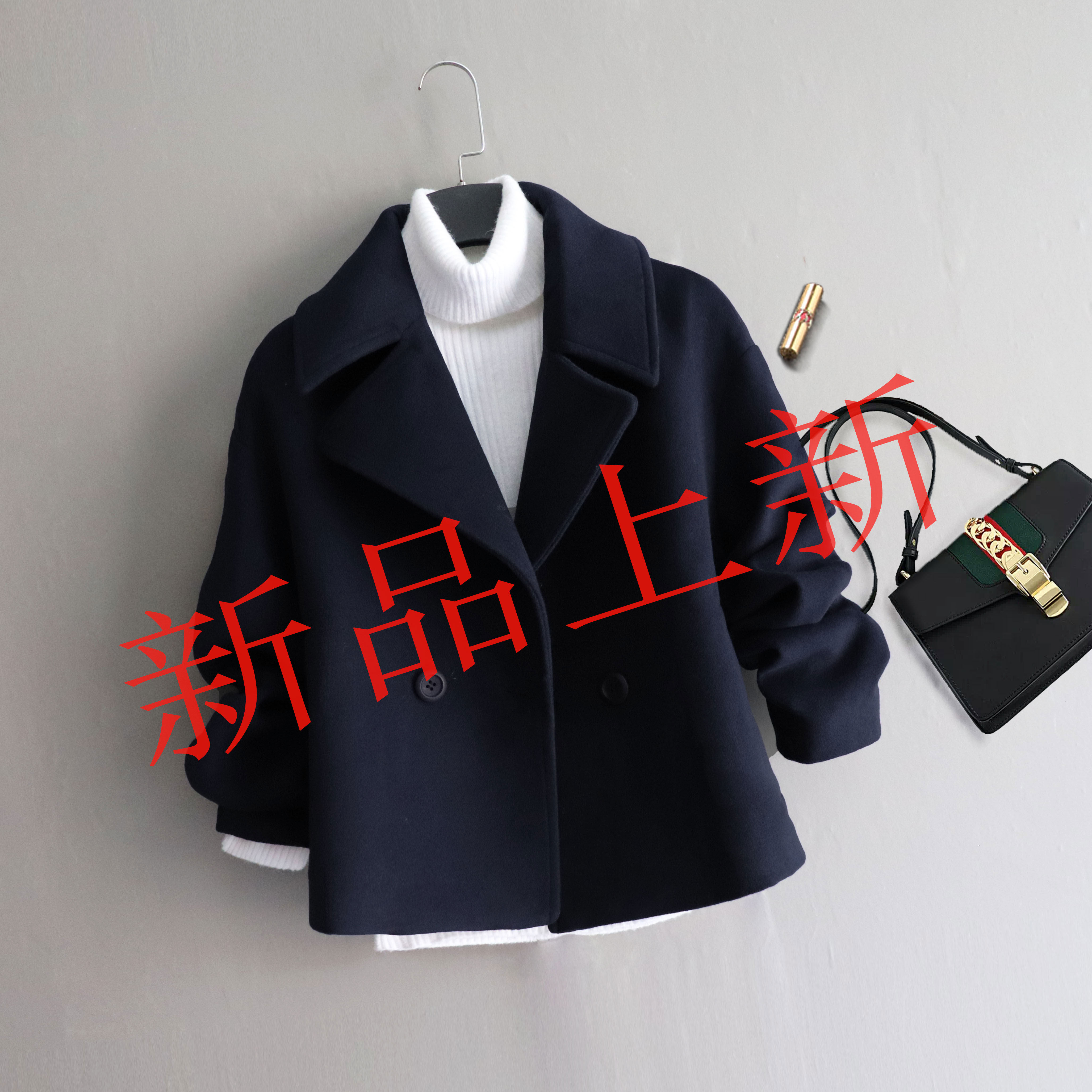 原墅2020春秋季新款韩版学院风女士小个子短款毛呢外套气质潮春秋