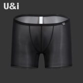 U＆I男士 头 50克丝滑超薄透明冰丝透气打底运动裤 内裤 平角5分中裤