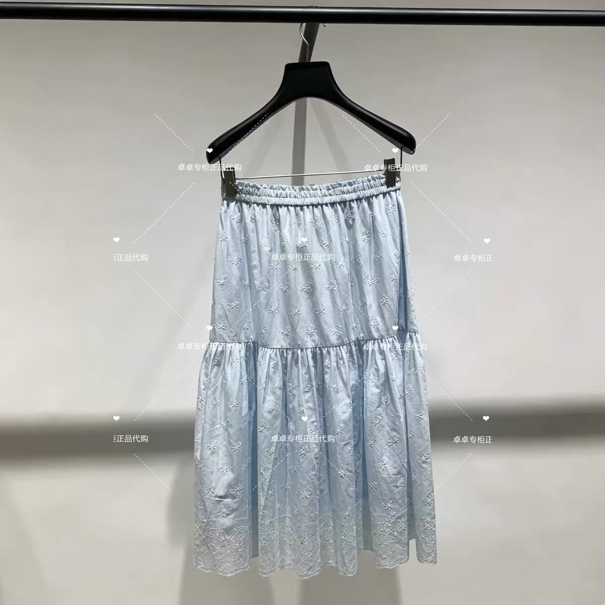 4折欧家专柜2026夏新松紧腰刺绣蕾丝中长半身裙女1MY2070080现货
