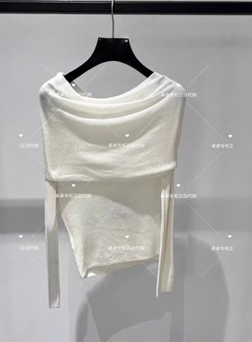 4折欧家专柜2025秋新羊毛一字领毛衣女针织露肩潮1SY303254F现货