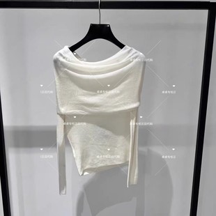 4折欧家专柜2025秋新羊毛一字领毛衣女针织露肩潮1SY303254F现货