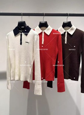 4折欧家专柜2025秋冬新100%羊毛polo毛衣针织衫女1SY303283F现货