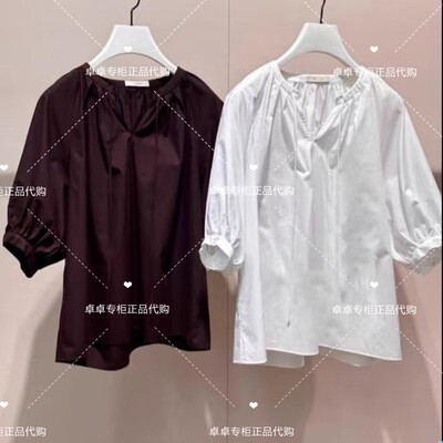 4折欧家专柜2025夏新纯色休闲中袖纯棉衬衫上衣潮1SY2012100现货