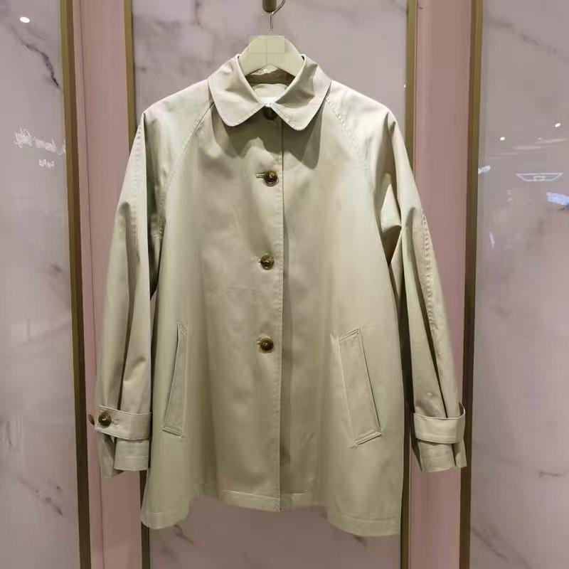 4折5+专柜2025新女春宽松气质风衣外套女纯棉上衣2SN1045260现货