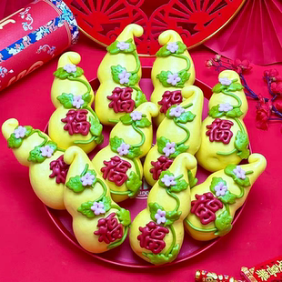 福字葫芦福禄马年馒头礼盒新年花馍胶东花饽饽过年纯手工礼品送礼