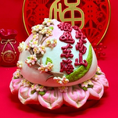 胶东花饽饽大寿桃包生日馒头扣桃蛋糕老人祝寿中式 贺寿传统花馍