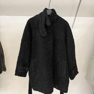 M038 含50羊毛 Cecil赫本风毛呢设计感羊毛外套 配腰带