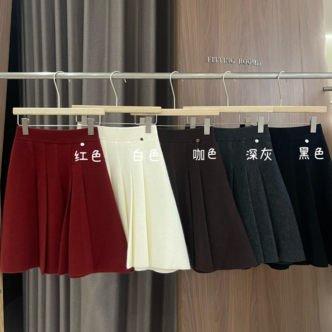 Cecil褶超显瘦百褶A版miu系中裙加厚半身裙（含9.9绵羊毛）ZO26