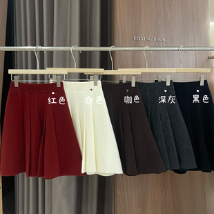 ZO26 含9.9绵羊毛 Cecil褶超显瘦百褶A版 miu系中裙加厚半身裙
