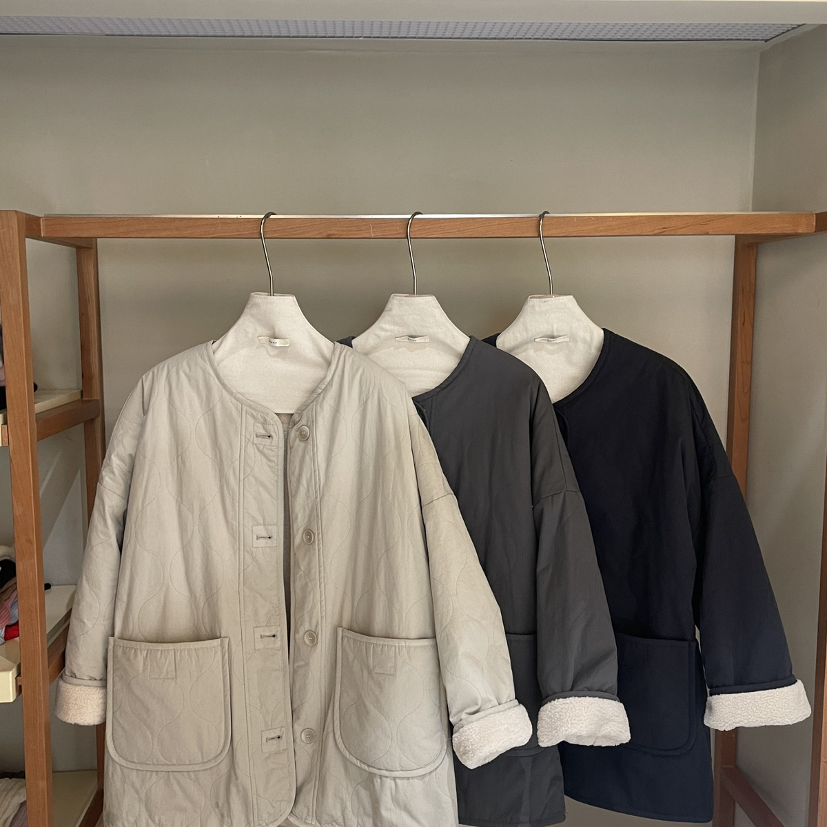 Cecil约日系立领宽松中长款仿羊羔毛外套暖呼呼保暖一手长大衣608