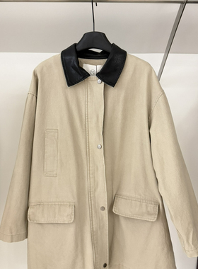 Cecil复古风撞色翻领宽松保暖棉服外套k174