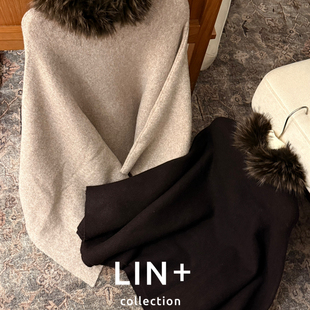 Cecil斗篷气质小香连帽氛围显瘦巨好看保暖毛衣 ZL2 含15羊毛