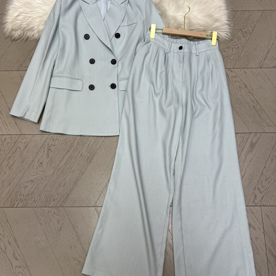 可可-早春上新酵洗纯亚麻简约设计感外套+阔腿裤套装A9833