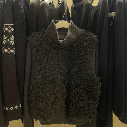 Cecil法式复古老钱气质暗门襟保暖羽绒服外套(100绵羊毛)JH221