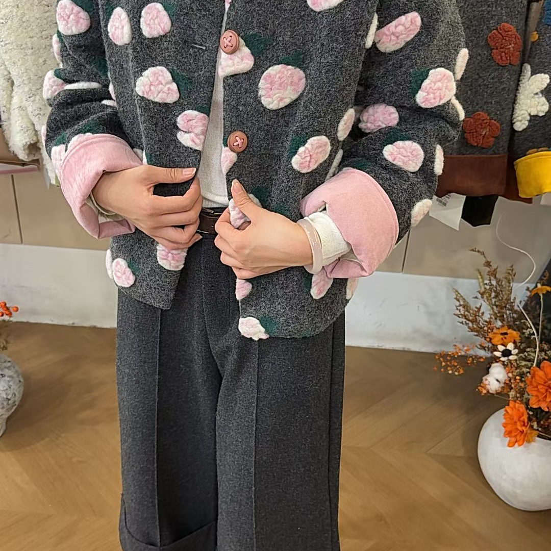 Cecil体草莓宽松羽绒服白鸭绒毛呢外套羽绒服(含90白鸭绒)TBL-111
